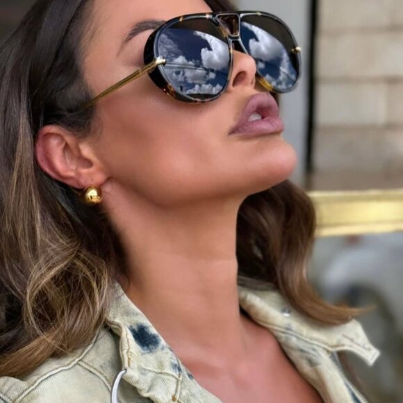 Bottega Veneta BV1273S 005 Sunglasses Havana Gold Geometric Frame, Grey Lenses main image 4